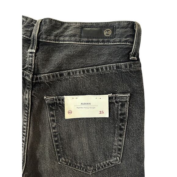 AG Alexxis High‎ Waist Straight Leg Jeans 90's Faded Black  Size 25 - Picture 6 of 9